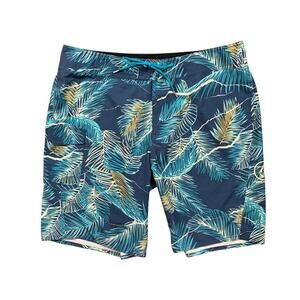 Volcom Board Shorts Mens 36 Palm Leaves Print Drawstring Beach Swim Surf Surfing